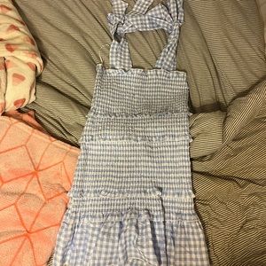 blue gingham dress